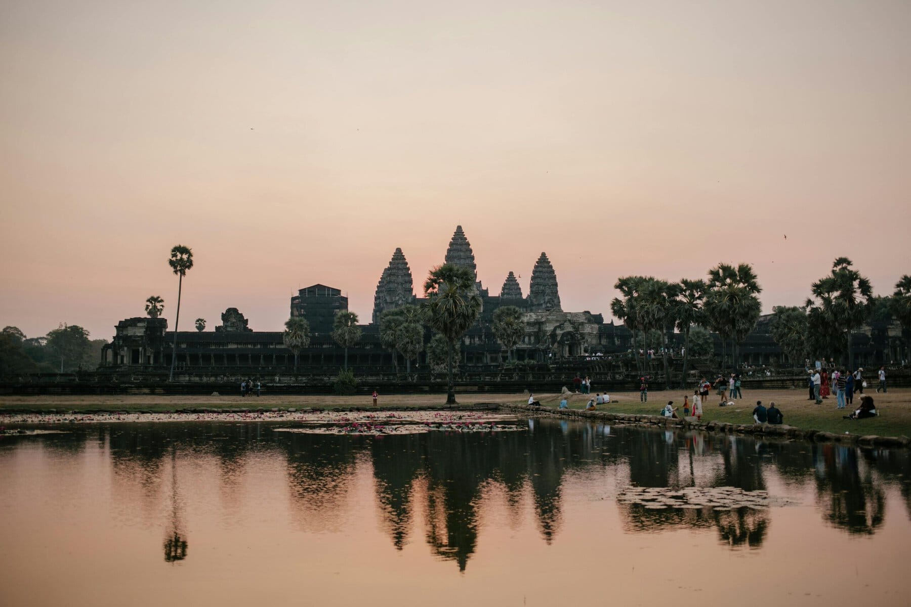 If you travel from Vietnam to Cambodia, you will see beautiful peach colored sunsets like this,